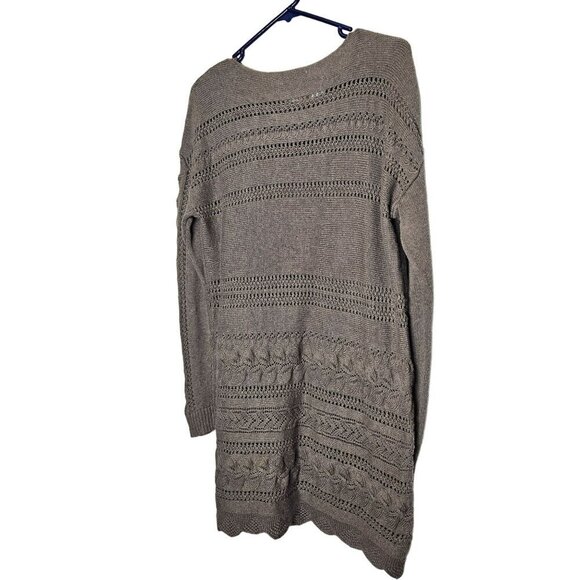Sundance Womens Cable Open Knit Brown Sweater Dress‎ Silk Blend Unlined M - Picture 7 of 10
